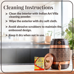 Pure Copper Embossed Design  Water Pot With Stand & Glass