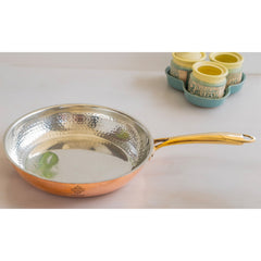 Steel Copper Hammered Design Fry Pan with Tin Linning