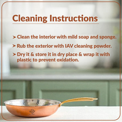 Steel Copper Hammered Design Fry Pan with Tin Linning