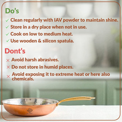 Steel Copper Hammered Design Fry Pan with Tin Linning