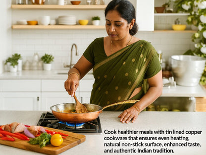 Steel Copper Hammered Design Fry Pan with Tin Linning