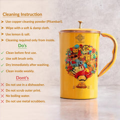 Pure Copper Printed Jug - Padharo Mhare Desh Design