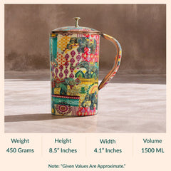 Pure Copper Printed Jug - Padharo Mhare Desh Design