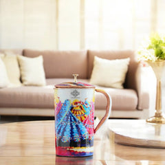 Pure Copper Printed Jug - Padharo Mhare Desh Design