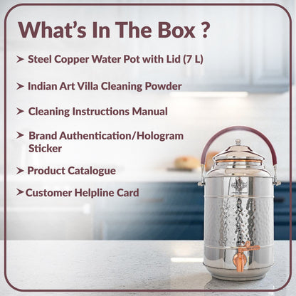 Steel Copper Water Pot with Tap & Handle -7000 ML