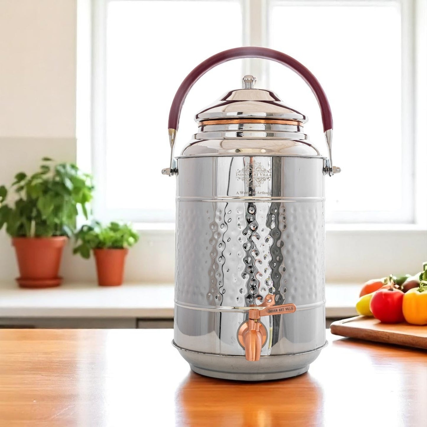 Steel Copper Water Pot with Tap & Handle -7000 ML