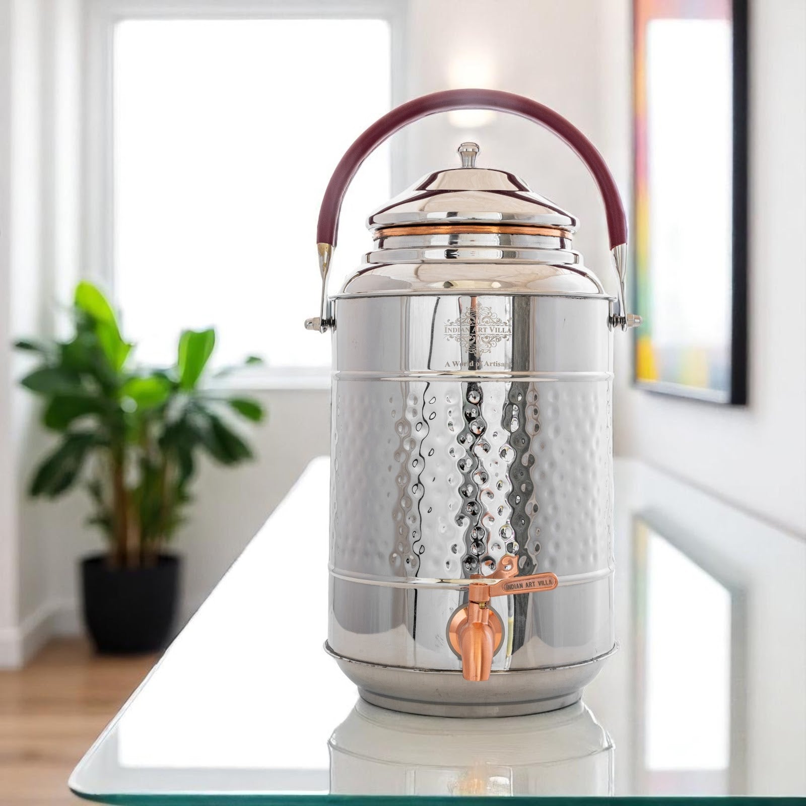 Steel Copper Water Pot with Tap & Handle -7000 ML