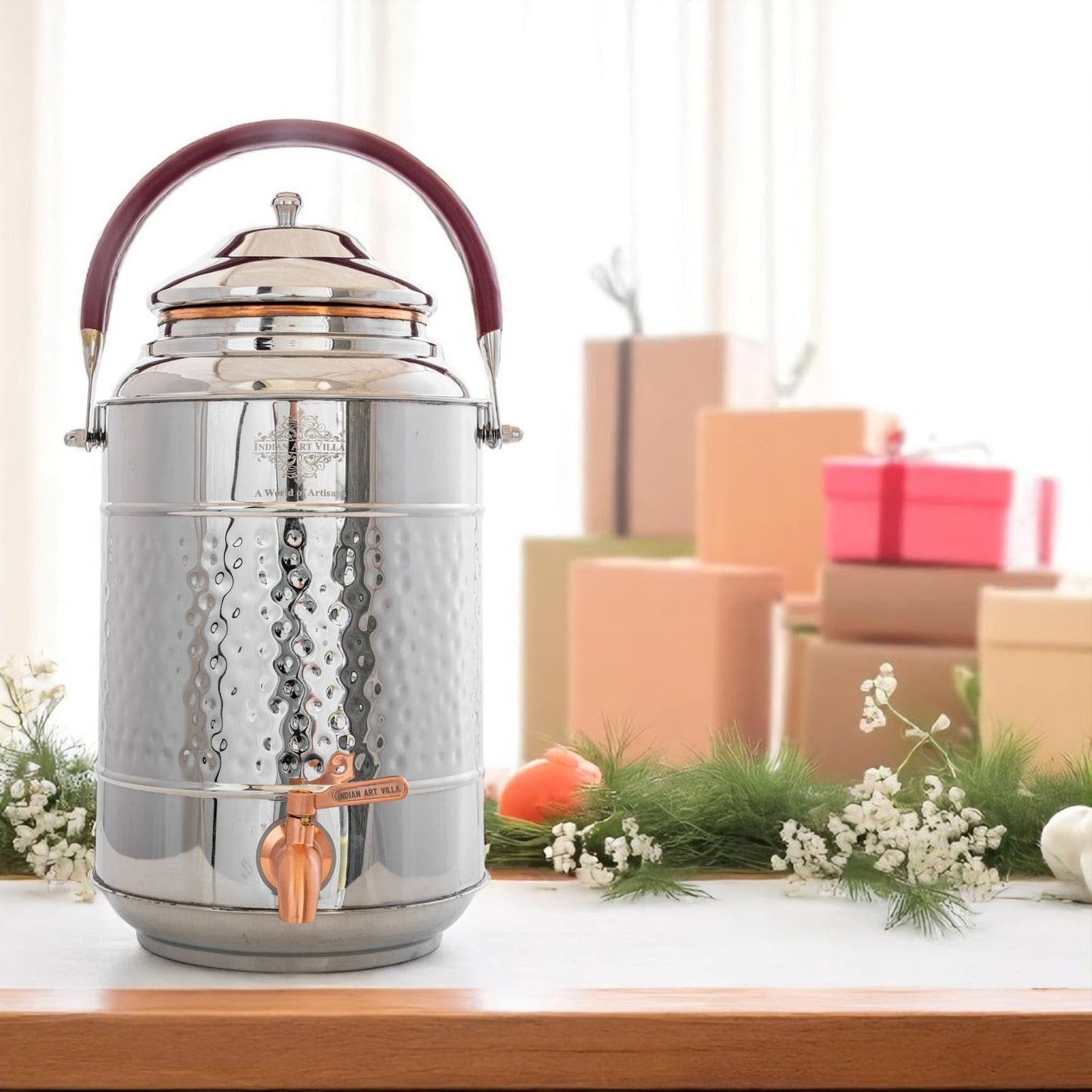 Steel Copper Water Pot with Tap & Handle -7000 ML