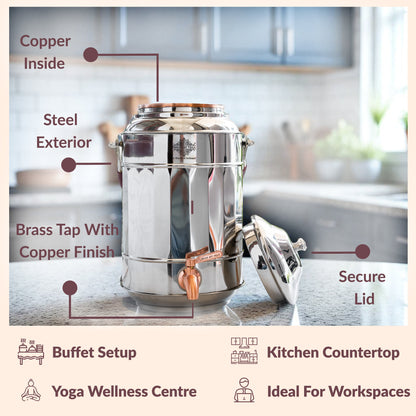 Steel Copper Water Pot with Tap & Handle -7000 ML