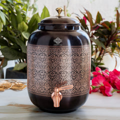 Copper Water Pot With Antique Embossed Finish