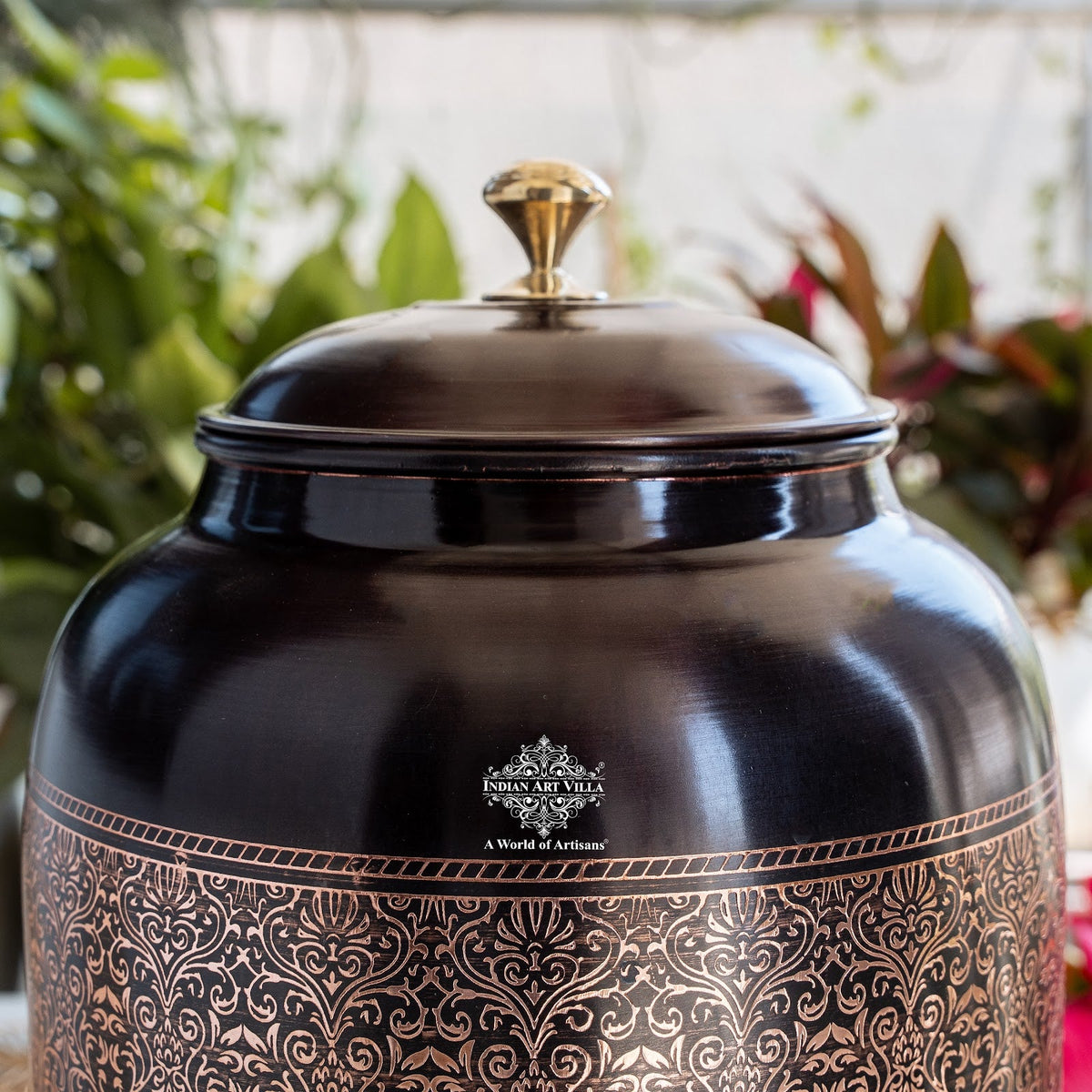 Copper Water Pot With Antique Embossed Finish