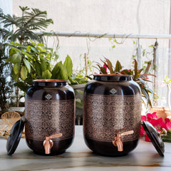 Copper Water Pot With Antique Embossed Finish