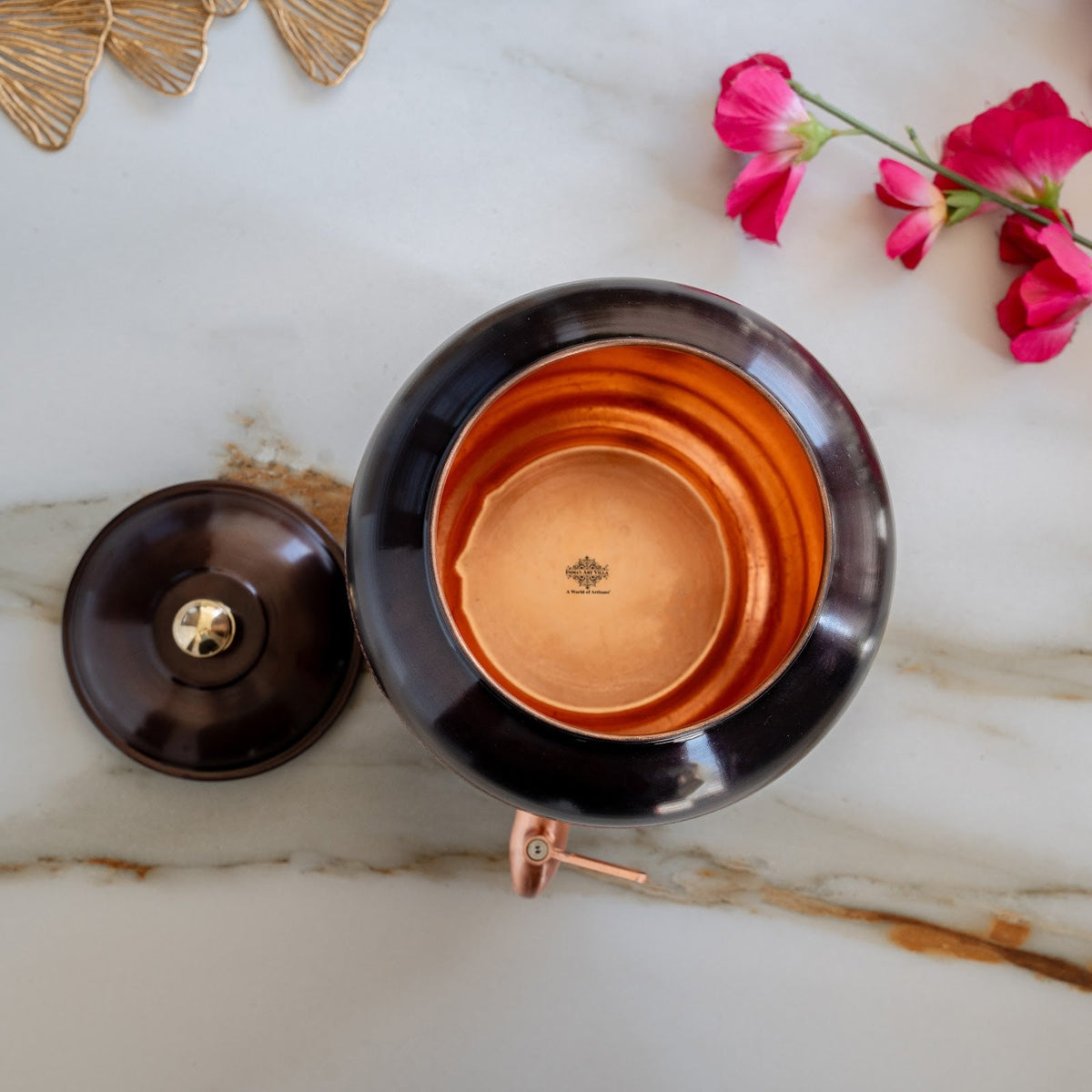 Copper Water Pot With Antique Embossed Finish