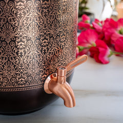 Copper Water Pot With Antique Embossed Finish