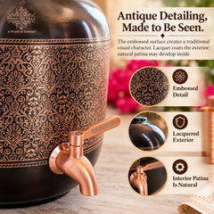 Copper Water Pot With Antique Embossed Finish