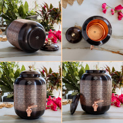 Copper Water Pot With Antique Embossed Finish