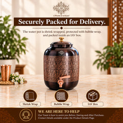 Copper Water Pot With Antique Embossed Finish