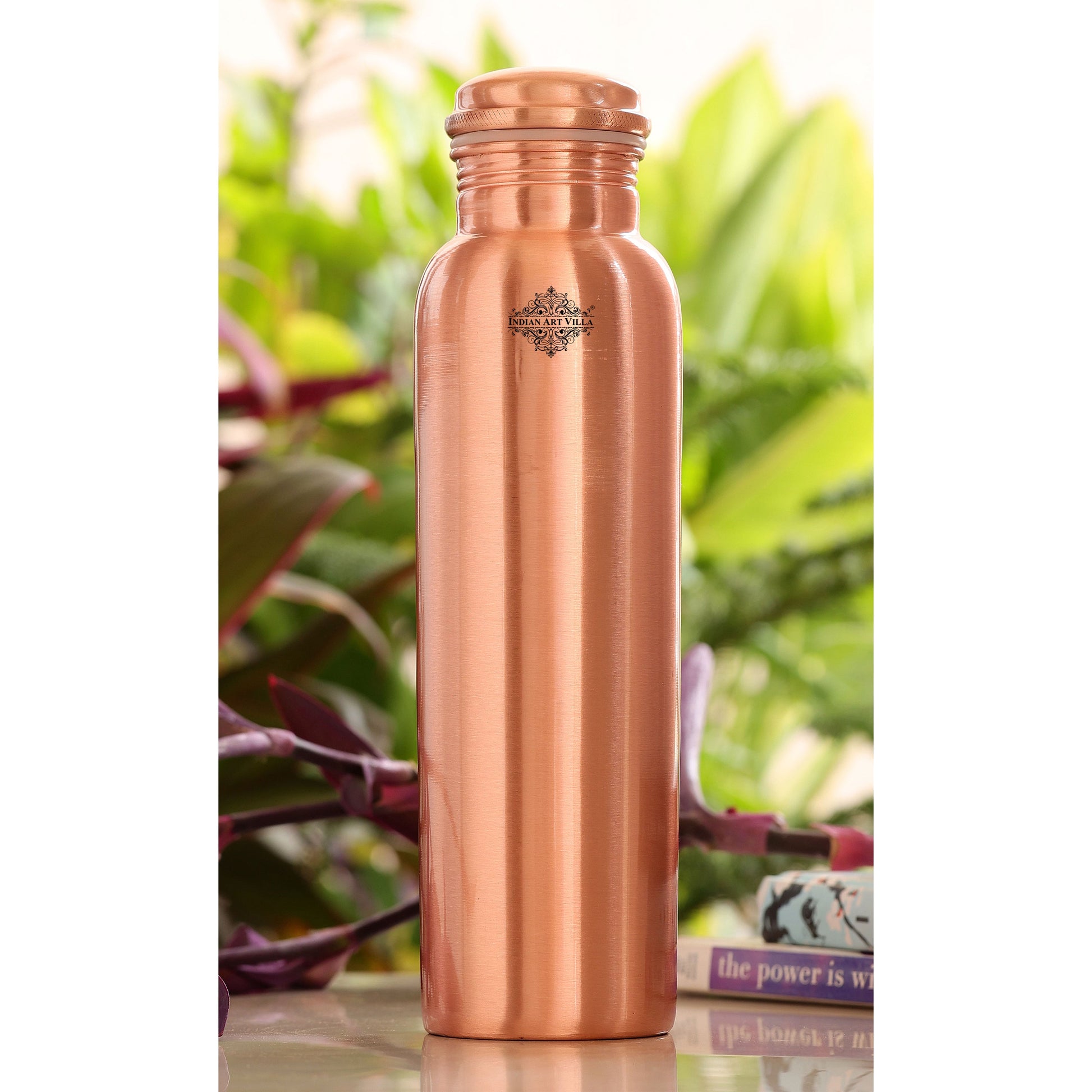 Pure Copper Matt Finish Lacquer Coated Water Bottle, Health Benefits, Drinkware, 900 ML