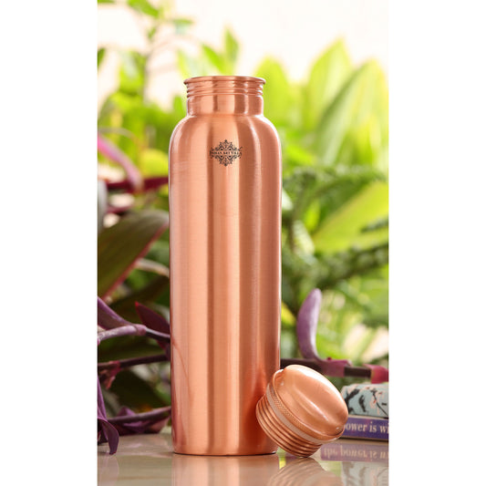 Pure Copper Matt Finish Lacquer Coated Water Bottle, Health Benefits, Drinkware, 900 ML