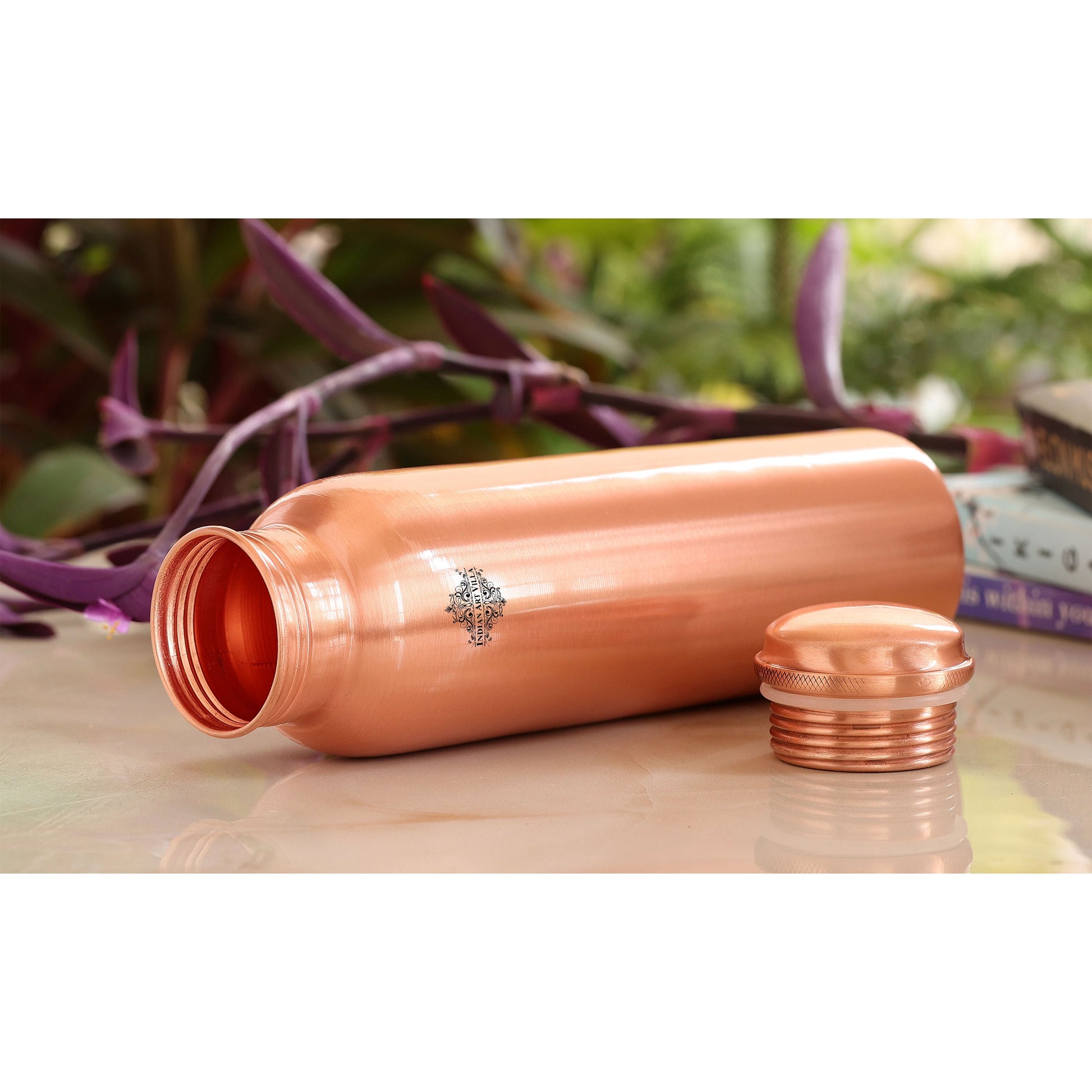 Pure Copper Matt Finish Lacquer Coated Water Bottle, Health Benefits, Drinkware, 900 ML