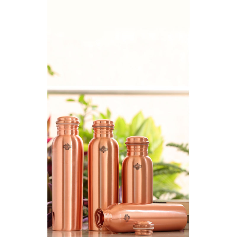 Pure Copper Matt Finish Lacquer Coated Water Bottle, Health Benefits, Drinkware, 900 ML