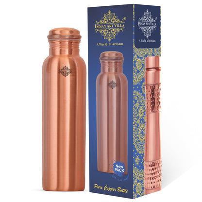 Pure Copper Matt Finish Lacquer Coated Water Bottle, Health Benefits, Drinkware, 900 ML