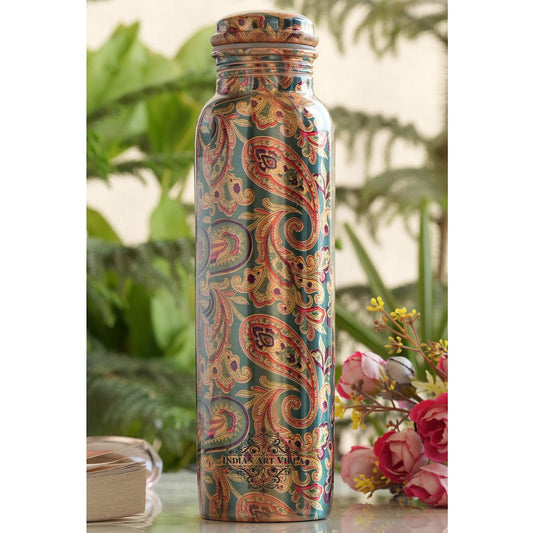 Pure Copper Water Bottle with Printed Design