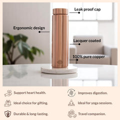 Pure Copper Bottle with Lacquer Coated Finish and Straight Shape