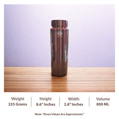 Pure Copper Bottle with Lacquer Coated Finish and Straight Shape
