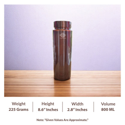 Pure Copper Bottle with Lacquer Coated Finish and Straight Shape