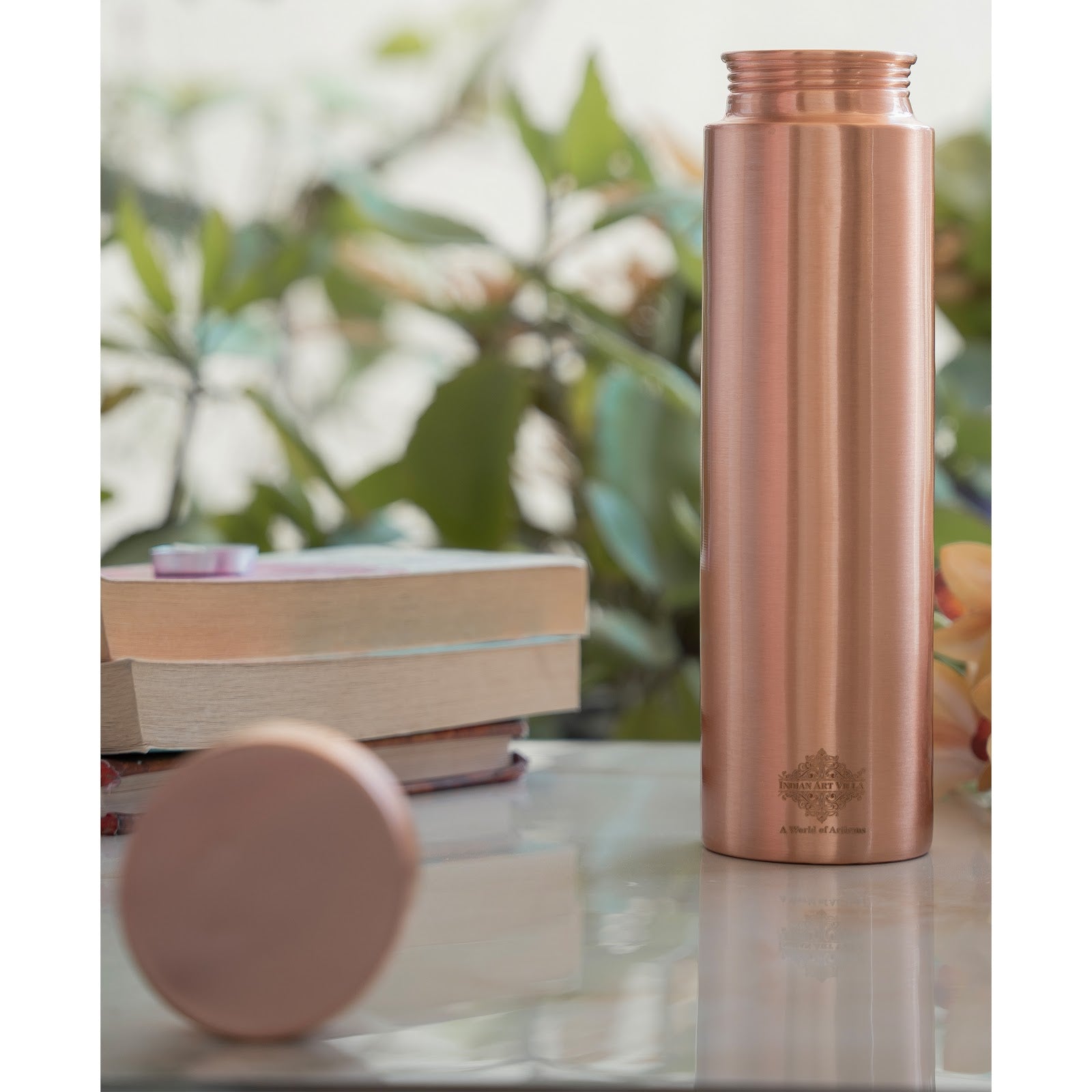 Pure Copper Bottle with Lacquer Coated Finish and Straight Shape