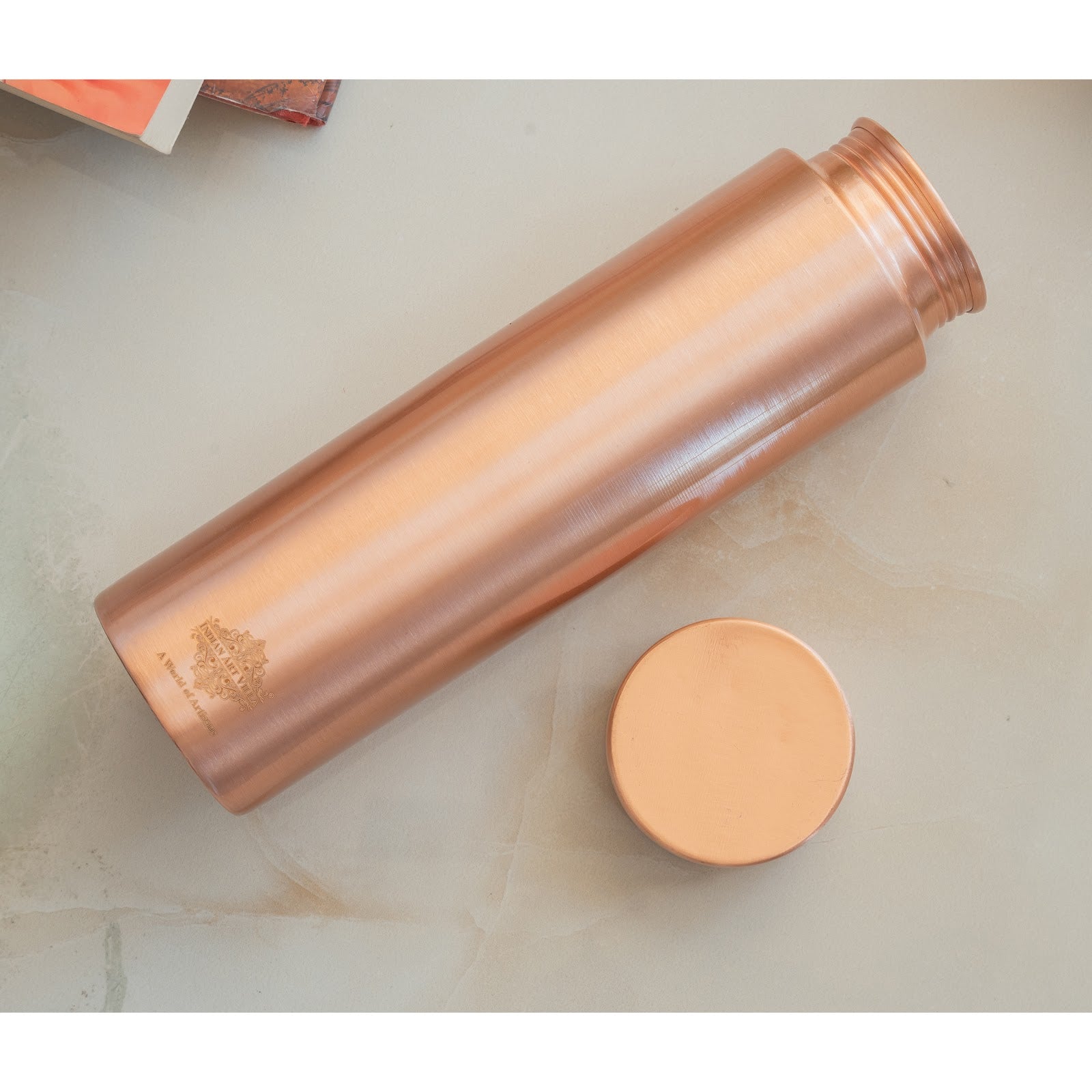 Pure Copper Bottle with Lacquer Coated Finish and Straight Shape