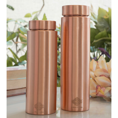 Pure Copper Bottle with Lacquer Coated Finish and Straight Shape