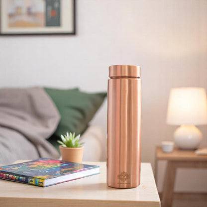 Pure Copper Bottle with Lacquer Coated Finish and Straight Shape