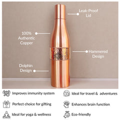 Copper Drinkware Bottle with Champagne Style and Lacquer Coating