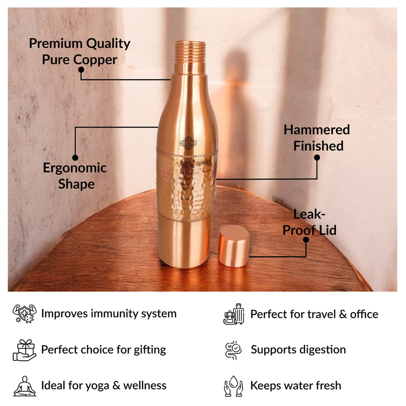Copper Drinkware Bottle with Champagne Style and Lacquer Coating
