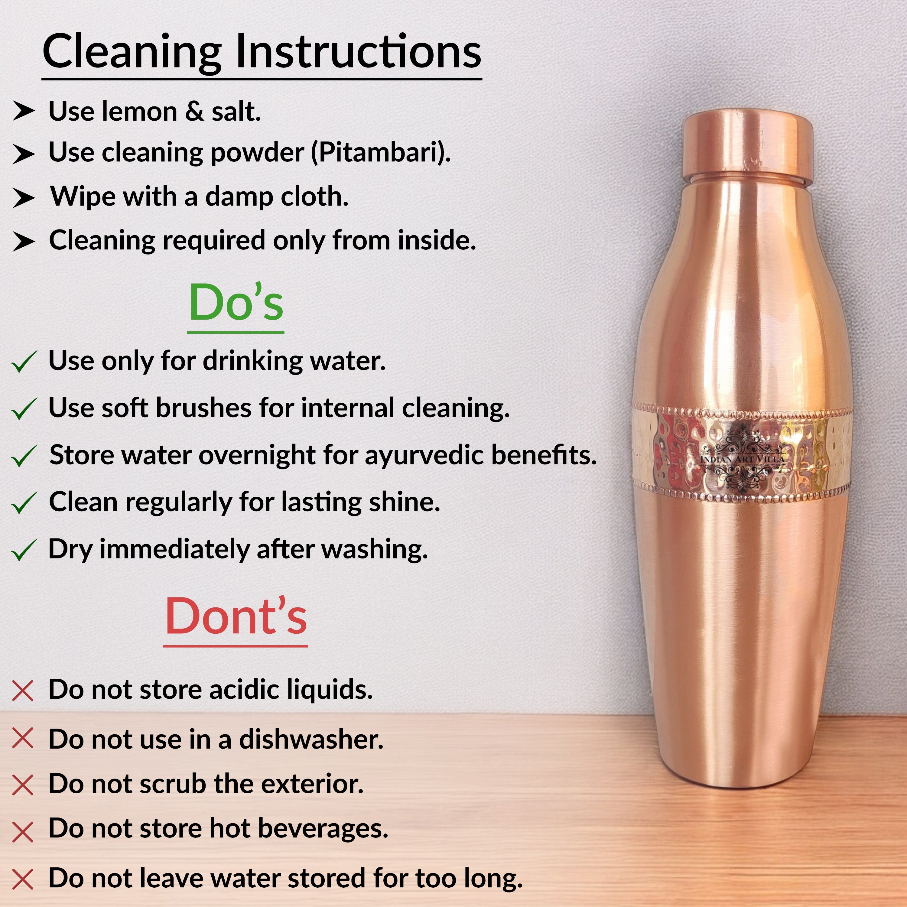 Copper Drinkware Bottle with Champagne Style and Lacquer Coating
