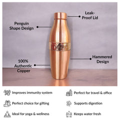 Copper Drinkware Bottle with Champagne Style and Lacquer Coating