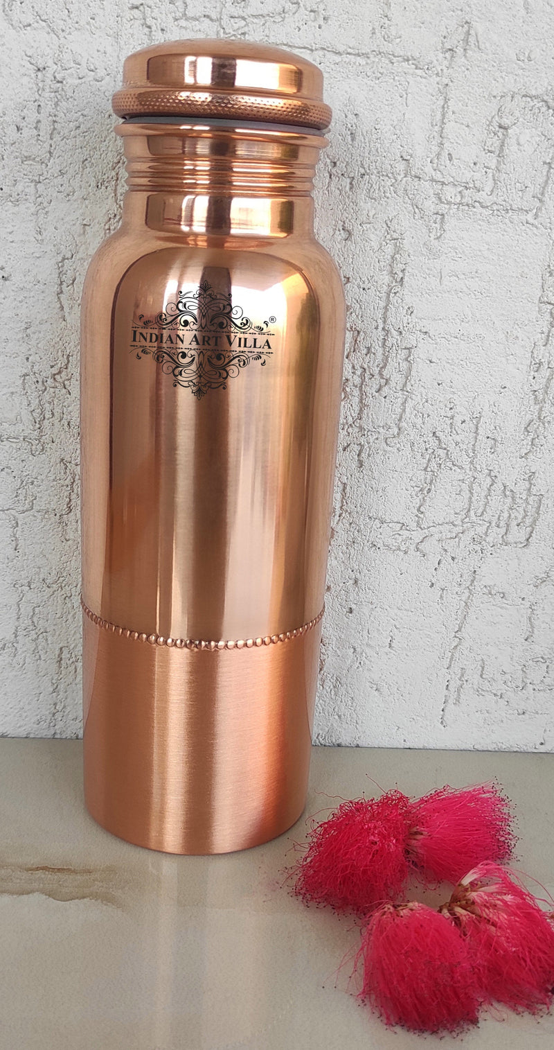 Pure Copper Water Bottle with Half Lacquer Coated Design