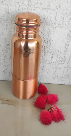 Pure Copper Water Bottle with Half Lacquer Coated Design