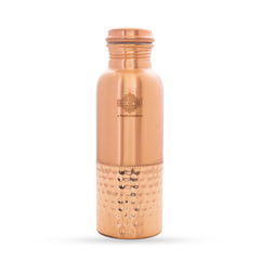 Pure Copper Water Bottle with Half Lacquer Coated Design