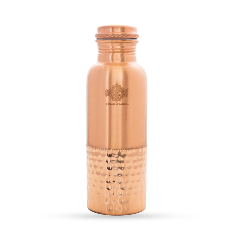 Pure Copper Water Bottle with Half Lacquer Coated Design