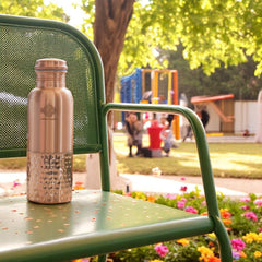 Pure Copper Water Bottle with Half Lacquer Coated Design