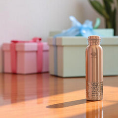 Pure Copper Water Bottle with Half Lacquer Coated Design