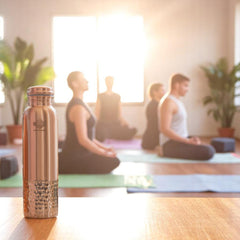 Pure Copper Water Bottle with Half Lacquer Coated Design
