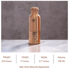 Pure Copper Water Bottle with Half Lacquer Coated Design