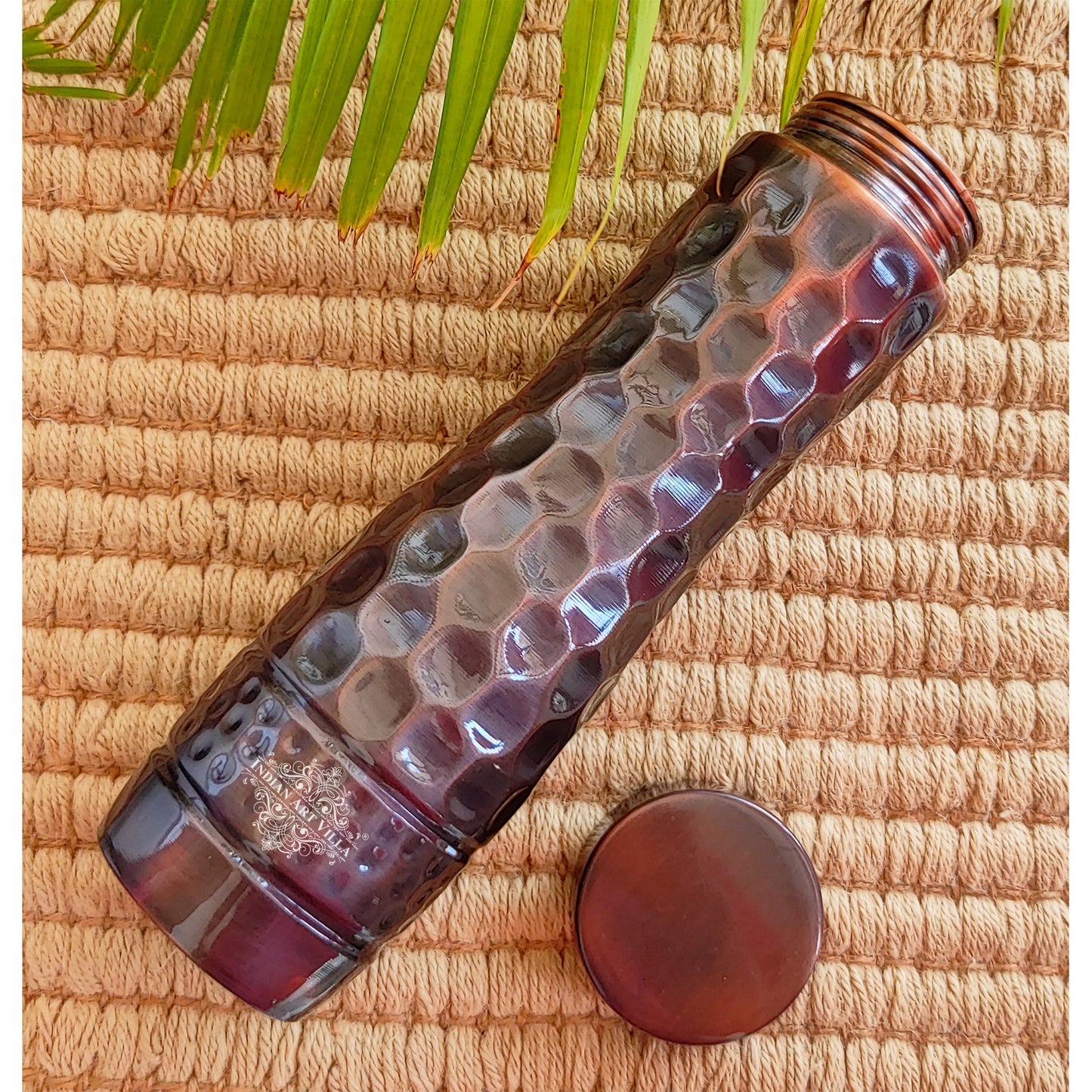 Pure Copper Water Bottle with Honeycomb Design