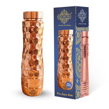Pure Copper Water Bottle with Honeycomb Design