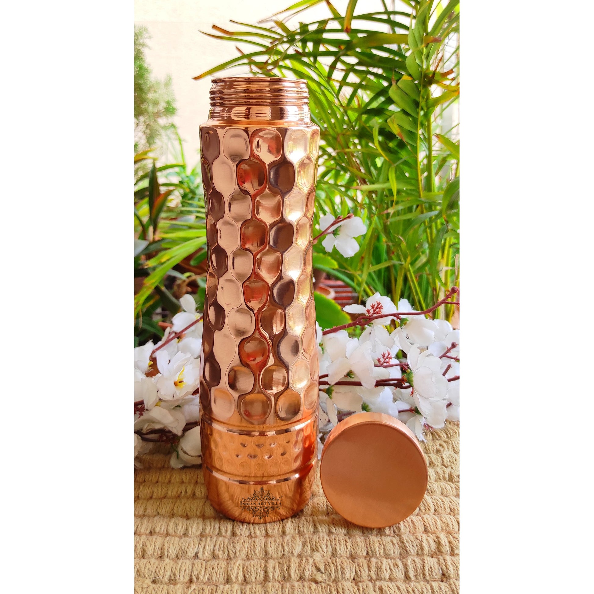 Pure Copper Water Bottle with Honeycomb Design