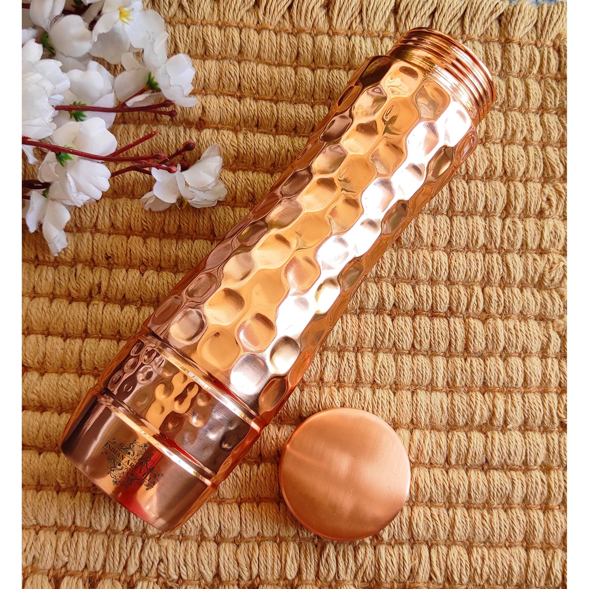 Pure Copper Water Bottle with Honeycomb Design